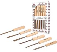 STUBAI Set de rechange pour sculpteur sur bois Set de couteaux à entailler série 52, 6 pièces - fer à balle 5 mm & 10 mm + fer creux 4 mm, 6 mm, 10 mm & 12 mm, fer à sculpter avec manche en bois, affû