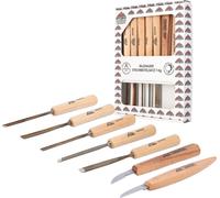 STUBAI Set de rechange pour sculpteurs Set de couteaux à entailler série 52, 7 pièces - fer à balle 5 mm & 10 mm + fer à creuser 4 mm, 6 mm & 10 mm + 2 couteaux à entailler, fer à sculpter avec manche