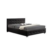 Concept Usine - Lit coffre Newington capitonné 140 x 190 cm noir