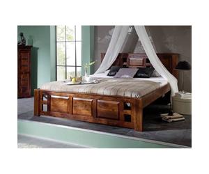 Stucture lit 180x200 - Bois massif d'acacia laqué (Nougat) - Style colonial - OXFORD #253