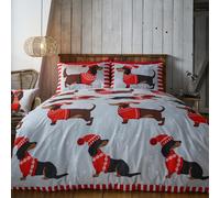 Rapport Home Parure de lit en Polycoton Motif Teckel Rouge Simple
