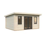 Studio de jardin en bois Lisandra - PALMAKO - Ep.44 mm - 470x350 cm - 14,9 m² - Double vitrage trempé