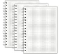 STUDIO O. A. Lot de 3 carnets A5 lignés graphiques à spirales, 160 pages blanc ivoire de 100 g/m², papier épais, couverture translucide givrée, imperméable, lignée détachable, pour l'école, le bureau