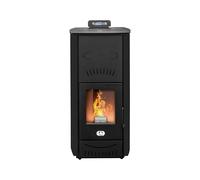 STUFE A PELLET ITALIA Asia 22 Kw | Poêle à Granulés Hydro Efficacité 89% Chauffe 140m² Autonomie 22H Programmable 5 Vitesses et Puissances Garantie 24 Mois Noir