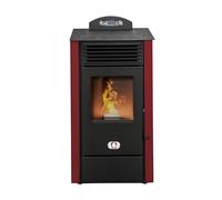 STUFE A PELLET ITALIA California 10 KW | Poêle à Granulés à Air Ventilé Efficacité 90% Chauffe 80m² Autonomie 20H Programmable 5 Vitesses et Puissances Design Compact Garantie 24 Mois Rouge