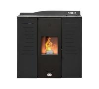 STUFE A PELLET ITALIA Italia 25 KW WiFi - Poêle à Granulés Hydro pour Chauffage et Eau Chaude Efficacité 90% Chauffe 180m² Design Slim Autonomie 16H Programmable 5 Puissances Garantie 24 Mois Noir