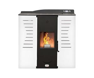 STUFE A PELLET ITALIA Italia 25 KW WiFi - Poêle à Granulés Hydro pour Chauffage et Eau Chaude Efficacité 90% Chauffe 180m² Design Slim Autonomie 16H Programmable 5 Puissances Garantie 24 Mois Blanc