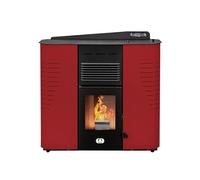 STUFE A PELLET ITALIA - Marmolada 14 kW Canalisé - Efficacité 92%, Chauffe 130 m², 5 Vitesses et Puissances, Autonomie 19 h, Programmable, Garantie 24 Mois, ROUGE