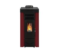STUFE A PELLET ITALIA - Mod. NIAGARA Canalisé 14Kw - Efficacité 89%, Chauffe 130m², Autonomie 15H, 5 Vitesses, 5 Niveaux de Puissance, Programmable, 24 Mois de Garantie (Rouge)
