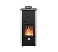 STUFE A PELLET ITALIA - New York 25 KW, Poêle à pellet, poêle à air, Réchaud jusqu'à 140 m², 5 niveaux de puissance, programmable (Blanc)