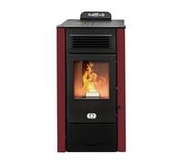 STUFE A PELLET ITALIA San Diego 14 Kw - Poêle à Air Ventilé Efficacité 92% Chauffe 130m² Autonomie 20H Programmable 5 Vitesses et Puissances Garantie 24 Mois Rouge