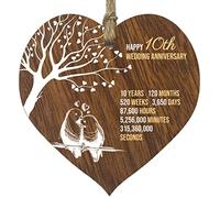 Stuff4 10th Wedding Anniversary Wooden Heart Plaque, Dark Wood Sign Keepsake, Celebrate Tin Anniversary Wife Husband Boyfriend Girlfriend, Plaque with Quotes Gifts from the Kids