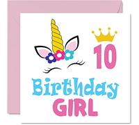 Stuff4 Carte d'anniversaire 10 ans pour fille, Carte d'anniversaire licorne