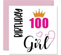 Stuff4 Carte d'anniversaire 100 ans pour femme - Fille - Cartes d'anniversaire pour femme de 100 ans, grand-mère, grand-mère, belle-mère, tante, 145 mm x 145 mm, cartes de vœux pour cent un centième