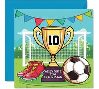 Stuff4 Carte d'anniversaire 10e garçon - Trophée des champions - Carte d’anniversaire football pour garçon de 10 ans, cartes garçons 10 ans, 145mm x 145mm