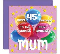 Stuff4 Carte d'anniversaire 45 ans pour 45 ans - Carte d'anniversaire 45 ans pour maman - Carte d'anniversaire pour maman de la part de sa fille et de son fils - 145 mm x 145 mm