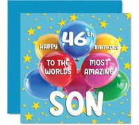 Stuff4 Carte d'anniversaire 46 ans pour fils - World's Most Amazing Son - Carte d'anniversaire 46 ans pour fils de la part de maman papa, 145 mm x 145 mm, 46 ans, cartes de vœux pour fils