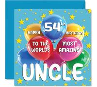 Stuff4 Carte d'anniversaire 54e oncle - World's Most Amazing Uncle - Carte d'anniversaire 54 ans pour oncle de la part de nièce et neveu, 145 mm x 145 mm, 54 ans, 54 ans, cartes de vœux pour oncle