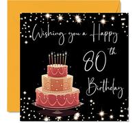 Stuff4 Carte d'anniversaire 80 ans pour femme et homme - Élégante - Cartes d'anniversaire pour femme de 80 ans, grand-mère, grand-père, maman, papa, tante, 145 mm x 145 mm, 80 ans