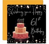 Stuff4 Carte d'anniversaire de 61 ans pour femme et homme - Élégante - Cartes d'anniversaire pour femme de 61 ans, grand-mère, grand-père, maman, papa, 145 mm x 145 mm, 61 ans, 61 ans