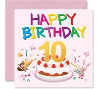 Stuff4 Carte d'anniversaire pour fille - Carte d'anniversaire pour fille - Carte d'anniversaire pour fille de 10 ans, carte d'anniversaire pour fille, nièce, petite-fille, enfant 145 mm x 145 mm