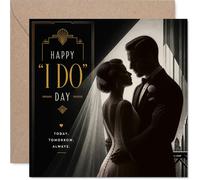 Stuff4 Carte de mariage romantique - Glamour Art déco avec une touche vintage - Silhouette de mariée et de marié embrassée en or - Un clin d'œil élégant à l'amour éternel - Carré de 14 cm, enveloppe