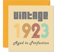 Stuff4 Cartes d'anniversaire 102e pour hommes et femmes, vintage 1923 Aged To Perfection, carte d'anniversaire 102 amusante pour elle et lui, 145 mm, cartes de voeux d'anniversaire pour