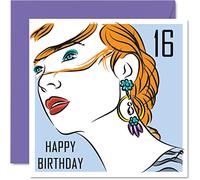 Stuff4 Cartes d'anniversaire 16 ans pour filles, Earing Girl