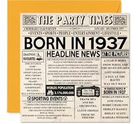 Stuff4 Cartes d'anniversaire 88 ans pour homme et femme - Journal Born In 1938 - Carte d'anniversaire pour grand-père, grand-mère, grand-mère, grand-mère, vintage rétro en 1938, 145 mm x 145 mm