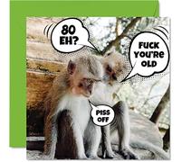 Stuff4 Cartes d'anniversaire amusantes de 80 ans pour homme et femme - Vieux singes - Carte d'anniversaire pour papa, maman, grand-père, grand-père, grand-mère, oncle, tante, 145 mm x 145 mm