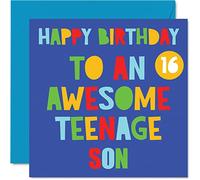 Stuff4 Cartes d'anniversaire amusantes pour fils - Superbe adolescent 16 ans - Carte d'anniversaire pour fils de la part de maman ou papa, cadeau d'anniversaire pour fils, 145 mm x 145 mm, 16 ans