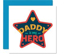 Stuff4 Cartes d'anniversaire mignonnes pour papa - Daddy Is My Hero - Carte d'anniversaire sincère pour papa de la part de son fils et de sa fille, cadeau d'anniversaire pour père 145 mm x 145 mm