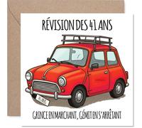 Stuff4 Drôle Carte d'Anniversaire 41 Ans - Clin d'Œil à l'Âge - Voiture Rouge Amusante et Texte Grinçant - Parfait pour Célébrer avec Humour - 145 mm Carré, Enveloppe Incluse