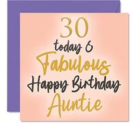 Stuff4 Fabuleuses cartes d'anniversaire 30 ans pour tante - 30 aujourd'hui et fabuleux - Carte d'anniversaire pour tante de la part d'un neveu et d'une nièce, 145 mm
