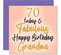 Stuff4 Fabuleuses cartes d'anniversaire 70 ans pour grand-mère - 70 aujourd'hui & Fabulous - Carte d'anniversaire pour grand-mère de la part de petite-fille, petit-fils, cadeau d'anniversaire pour
