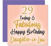 Stuff4 Fabuleuses cartes d'anniversaire pour belle-fille - 29 Today & Fabulous - Carte d'anniversaire pour belle-fille de la part d'une belle-fille, cadeaux d'anniversaire, 145 mm x 145 mm