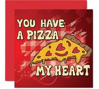 Stuff4 Jolie carte d'anniversaire pour mari, épouse, petit ami, petite amie - Pizza My Heart - Carte de Saint-Valentin amusante pour femme, homme, elle, lui, 145 mm x 145 mm