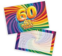 Stuff4 Lot de 36 invitations d'anniversaire pour 60e anniversaire pour hommes et femmes - Now It's Party Time - Invitations d'anniversaire pour adultes pour amis famille A6 avec enveloppes pliantes