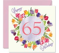 Stuff4 Magnifiques cartes d'anniversaire pour femme - Bouquet de tulipes aquarelle - Carte d'anniversaire pour sa grand-mère, grand-mère, grand-mère, grand-mère, grand-mère, maman, 145 mm x 145 mm
