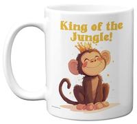 Stuff4 Monkey Gifts - King of The Jungle - Happy Birthday Gifts Monkey Gifts - Tasse en céramique de 325 ml - Passe au lave-vaisselle