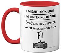 Stuff4 Mug en céramique avec poignée rouge pour homme Inscription In My Head I'm Thinking About F1
