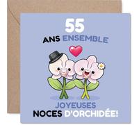 Stuff4 Sincère Carte d'Anniversaire de Mariage 55 Ans - Célébration Lumineuse - Orchidées Souriantes et Message Coloré - 145 mm Carré, Enveloppe Incluse
