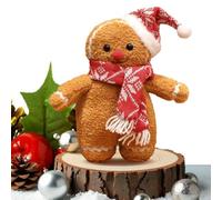 Stuffed Gingerbread Men - Christmas Scarf And Hat Design Toy Pillow | Standard Size | Plush Stuffed Doll | Holiday Festive Cushion Soft Accent For Photo Prop, Sofa, Bed, Table, Home