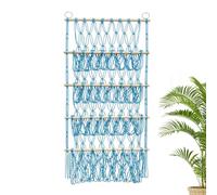 Stuffed Toy Net | 4 Layers Wall Mounted Stuffed Animal Holder | Boho Plush Storage, Height Adjustable Macrame Toy Net, Mounted Holder for Wall, Nursery, Playroom