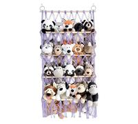 Stuffed Toy Net | 4 Layers Wall Mounted Stuffed Animal Holder | Boho Plush Storage, Height Adjustable Macrame Toy Net, Mounted Holder for Wall, Nursery, Playroom
