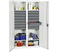 Stumpf Armoire à outils et matériel série 3000 gris clair + 14 tiroirs 100 mm + cloison centrale + 4 tablettes coulissantes - 3004407
