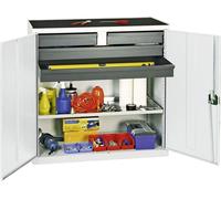 Stumpf Armoire à outils et matériel série 3000 gris clair + 2 tiroirs 100 mm + 2 tiroirs 100 mm traversant + 1 tablette coulissante - 3007407