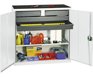 Stumpf Armoire à outils et matériel série 3000 gris clair + 2 tiroirs 100 mm + 2 tiroirs 100 mm traversant + 1 tablette coulissante - 3007407