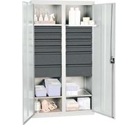Stumpf Armoire à outils et matériel série 3000 gris clair + 8 tiroirs 100 mm + 4 tiroirs 200 mm + cloison centrale + 4 tablettes coulissantes - 3004507