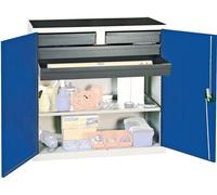 Stumpf Armoire à outils et matériel série 3000 gris clair / bleu gentiane + 2 tiroirs 100 mm + 2 tiroirs 100 mm traversant + 1 tablette coulissante - 3007474